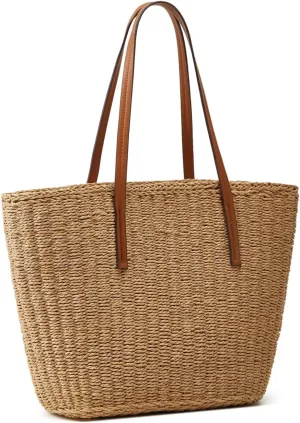 Epsion Straw Beach Bags Tote Tassels Bag Hobo Summer Handwoven Shoulder Bags Purse With Pom Poms