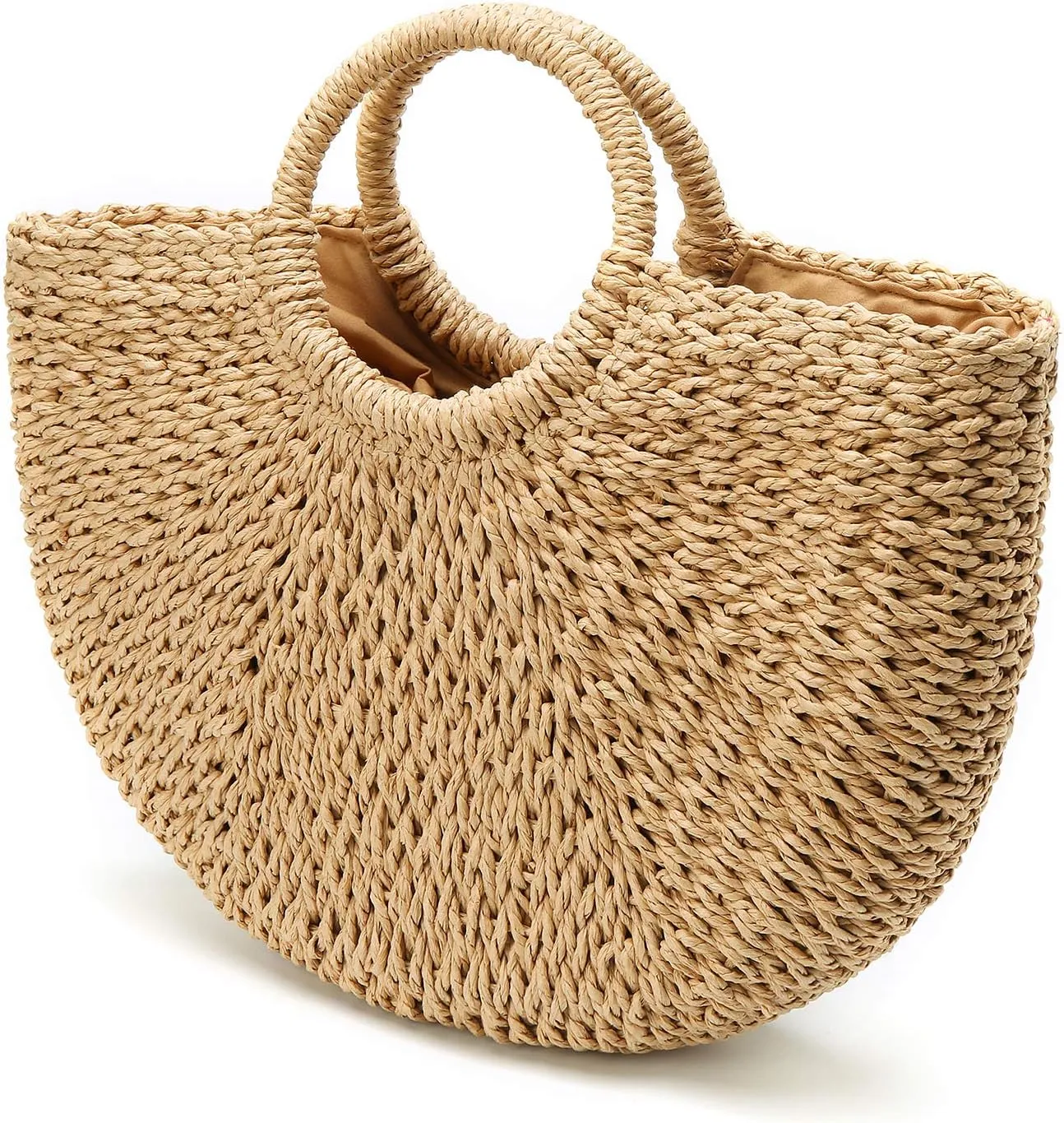 Epsion Womens Large Straw Beach Tote Bag Hobo Summer Handwoven Bags Purse wth Pom Poms
