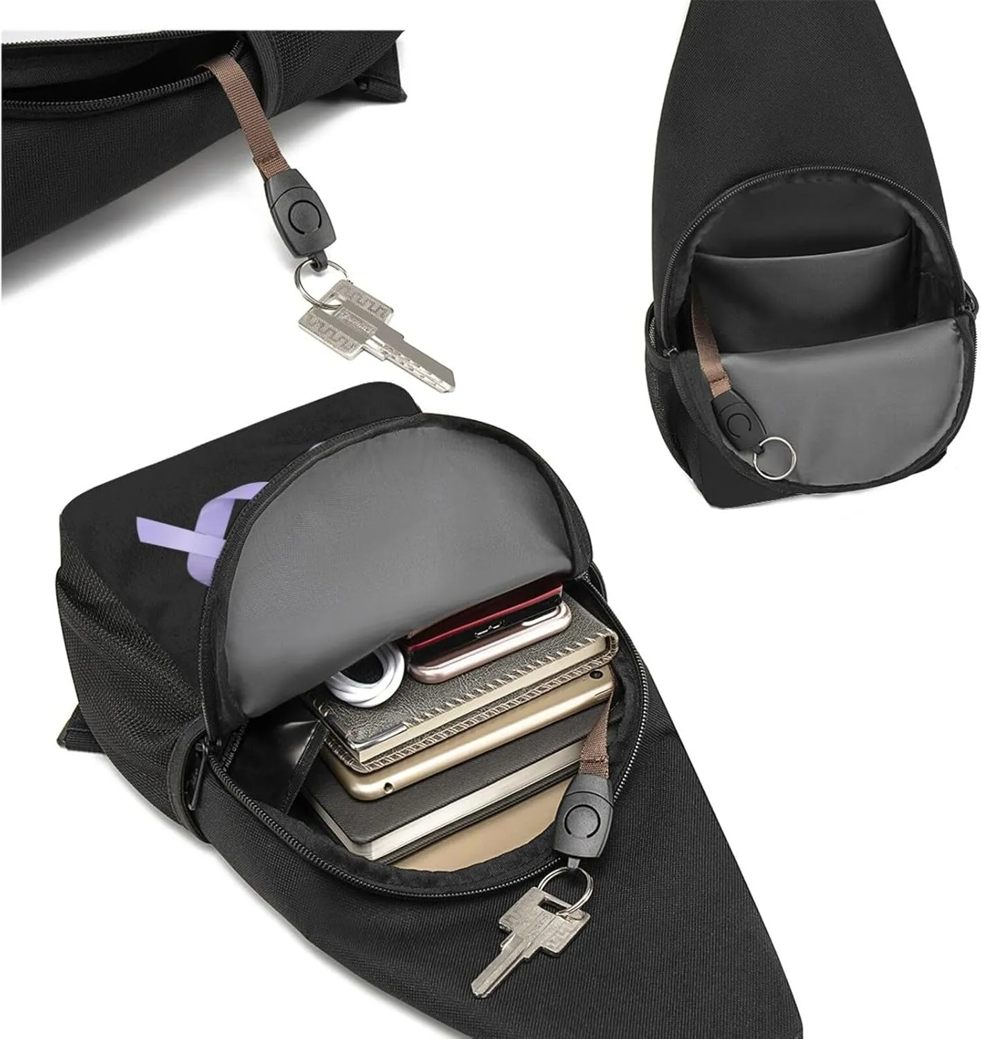 Esophageal Cancer Awareness Chest Pack Leisure Shoulder Crossbody Chest Bag, Black