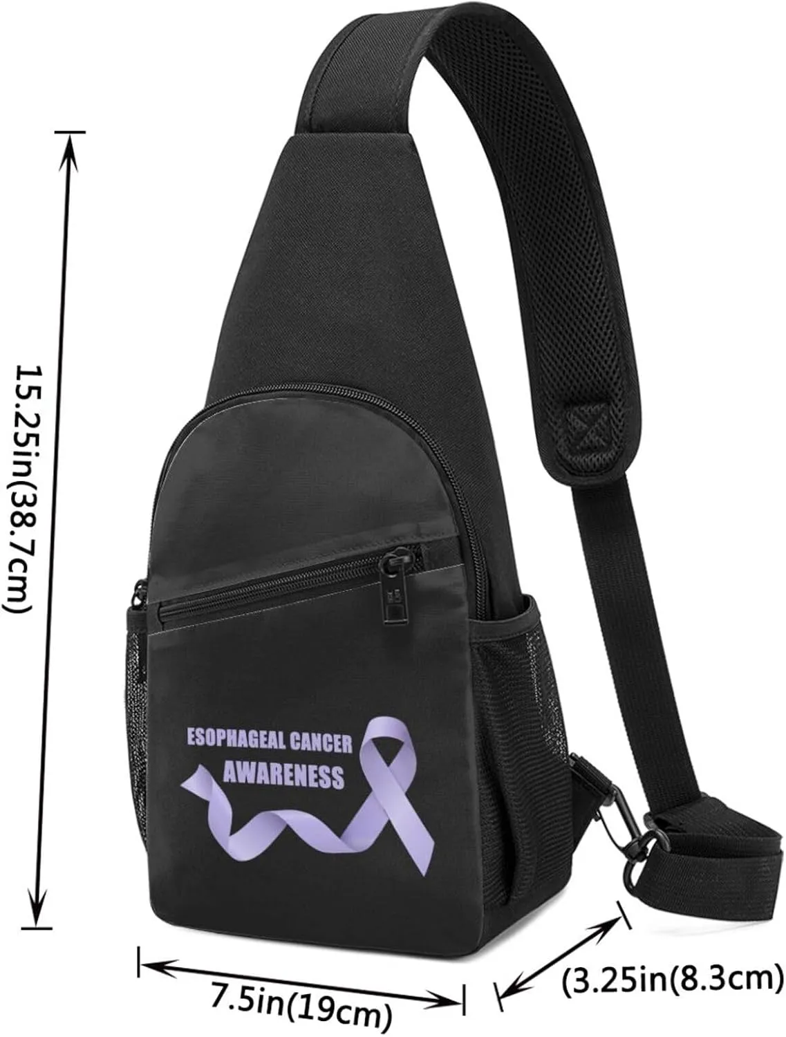 Esophageal Cancer Awareness Chest Pack Leisure Shoulder Crossbody Chest Bag, Black