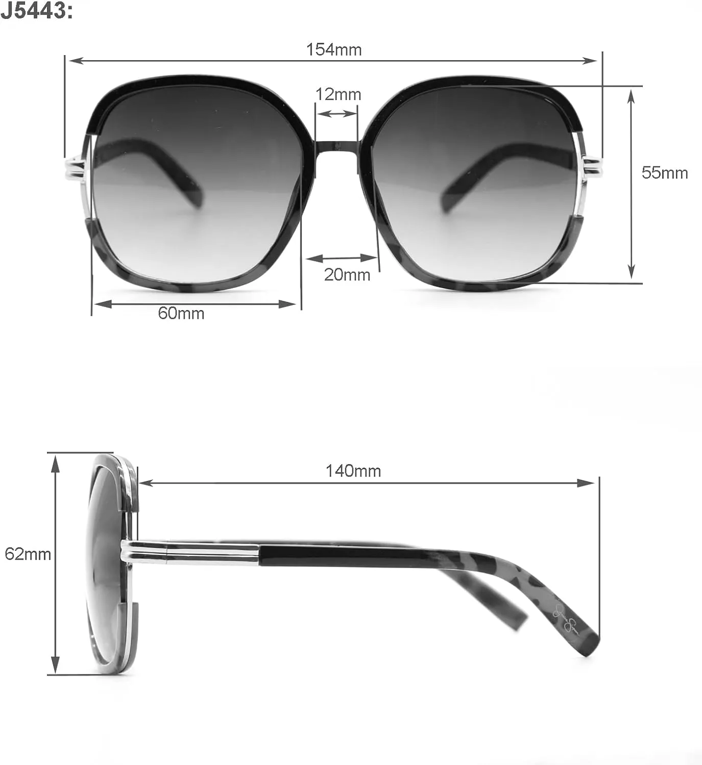 essica Simpson Women's J6214 Oversized Cat Eye Square Sunglasses