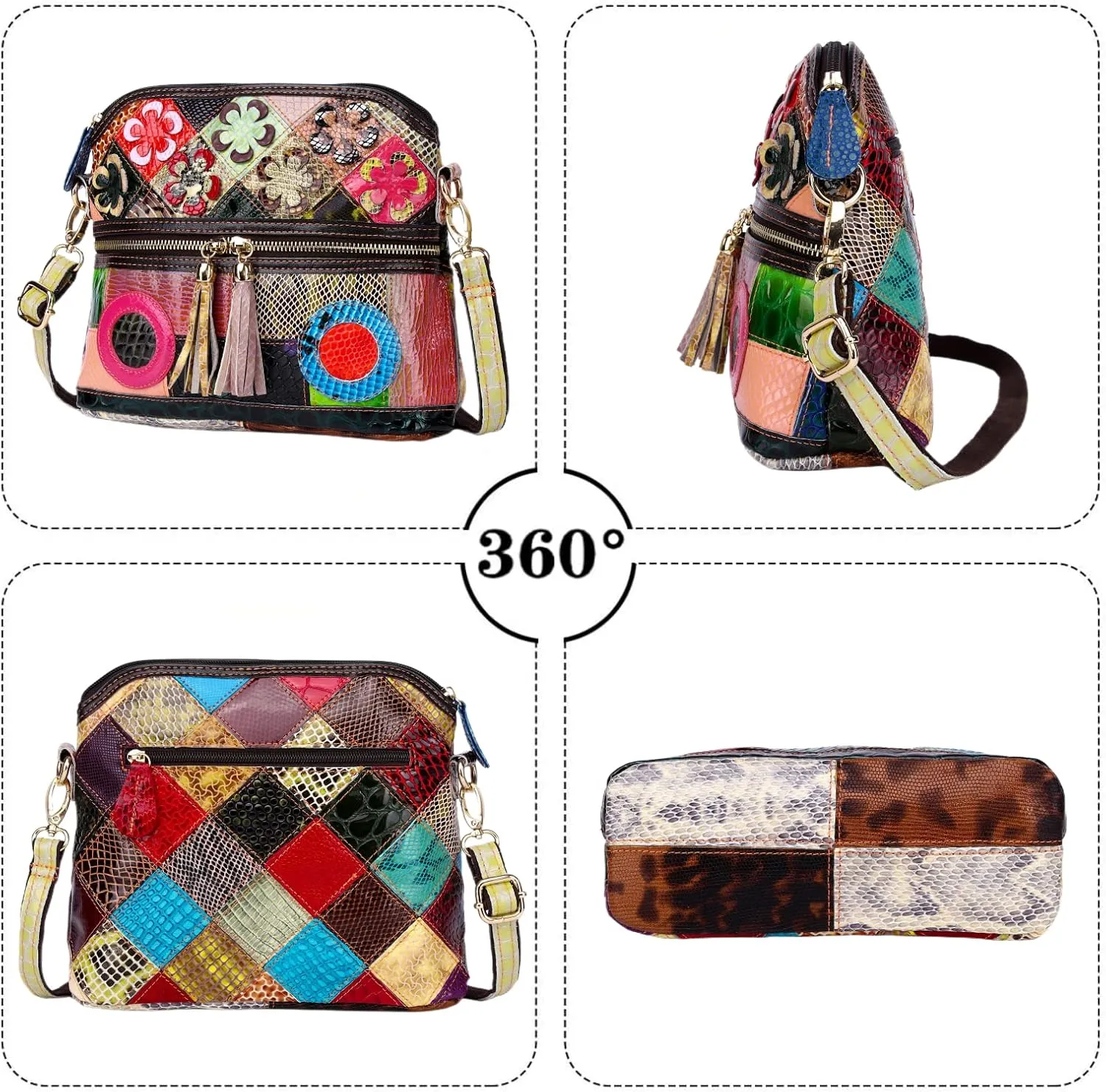 Eysee Crossbody Bag Women Multicolor, Leather Handbag Colorful Purses (Multicolour5)