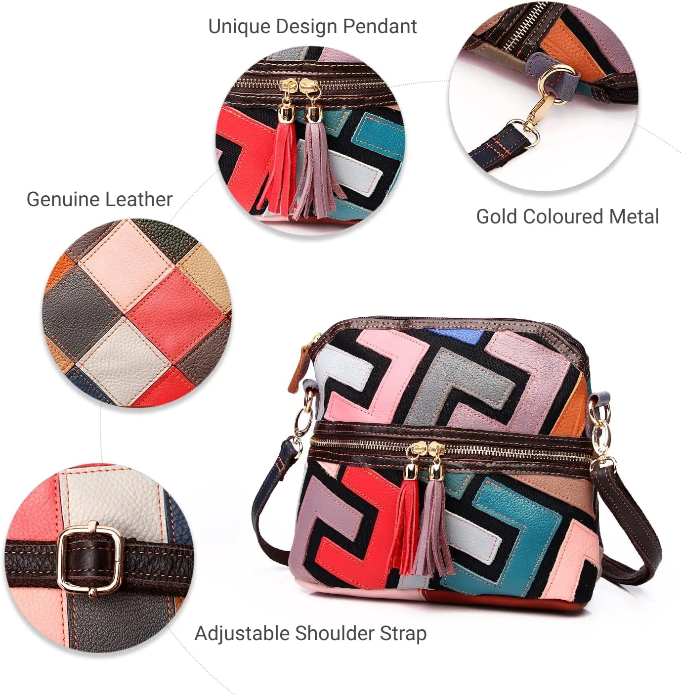 Eysee Crossbody Bag Women Multicolor, Leather Handbag Colorful Purses (Multicolour5)