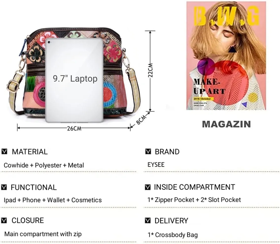 Eysee Crossbody Bag Women Multicolor, Leather Handbag Colorful Purses (Multicolour5)