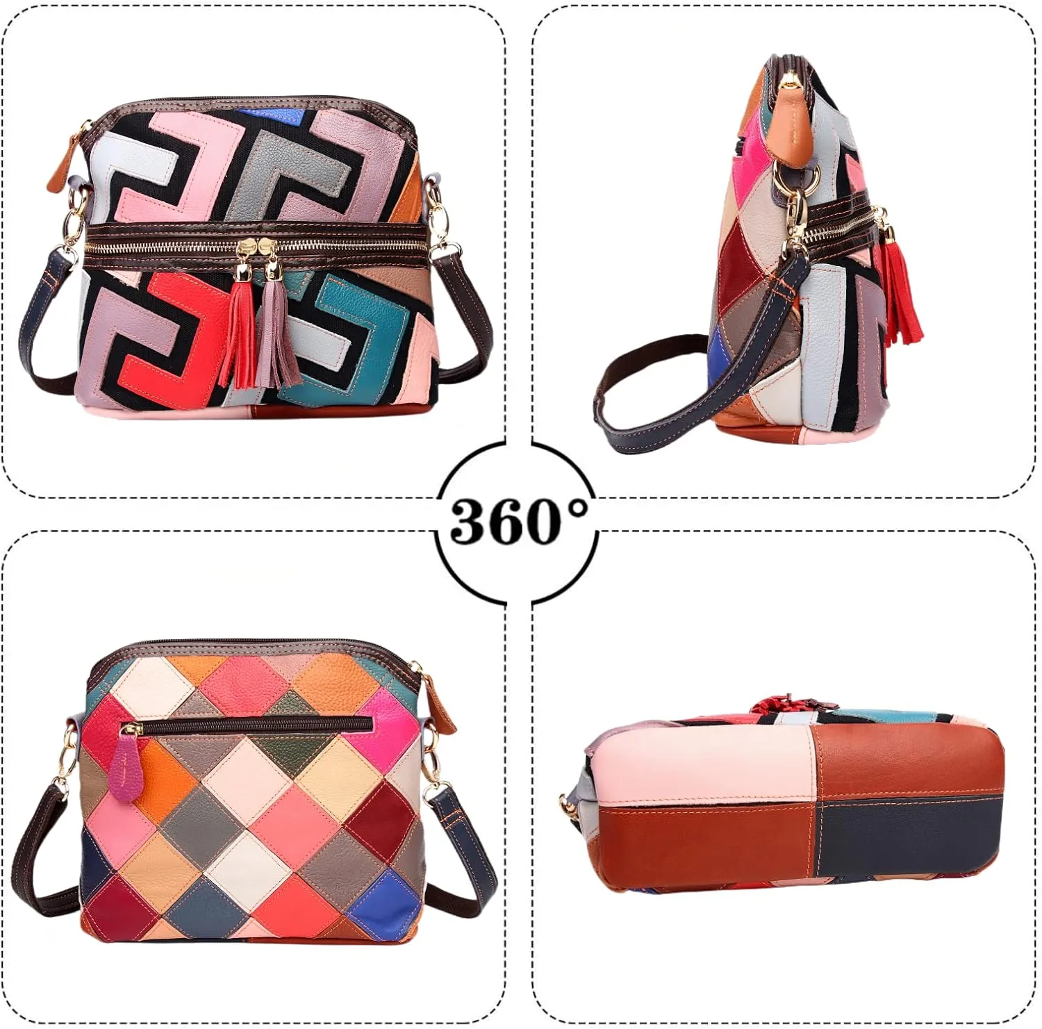 Eysee Crossbody Bag Women Multicolor, Leather Handbag Colorful Purses (Multicolour5)