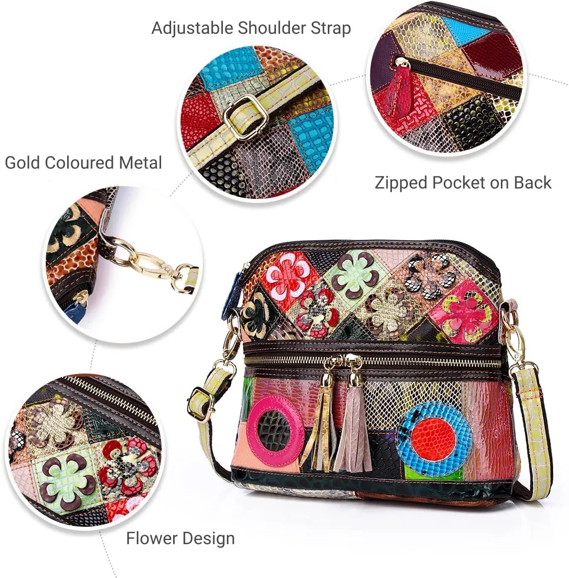 Eysee Crossbody Bag Women Multicolor, Leather Handbag Colorful Purses (Multicolour5)