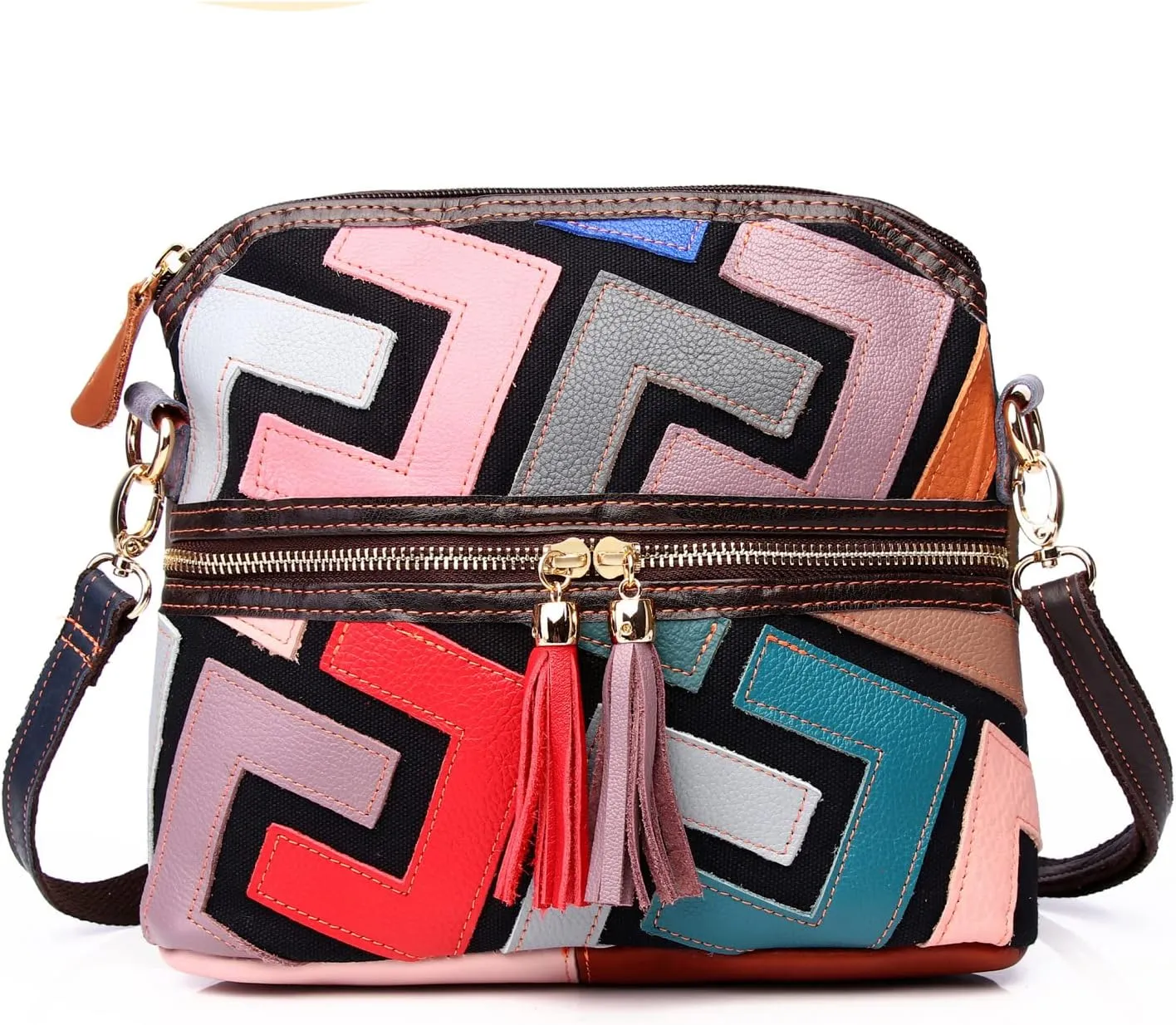 Eysee Crossbody Bag Women Multicolor, Leather Handbag Colorful Purses (Multicolour5)