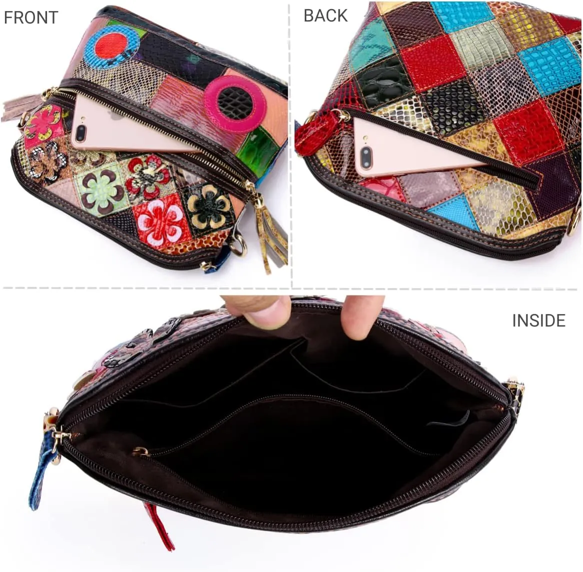 Eysee Crossbody Bag Women Multicolor, Leather Handbag Colorful Purses (Multicolour5)
