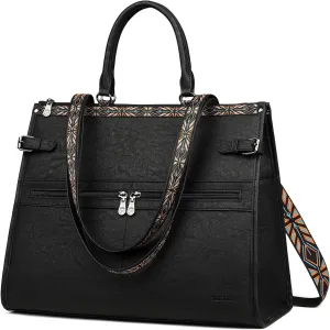 FADEON Laptop Bag for Women Designer PU Leather Large Tote Bags Packpack Purses with 15.6 Laptop Compartment Shoulder Handbag