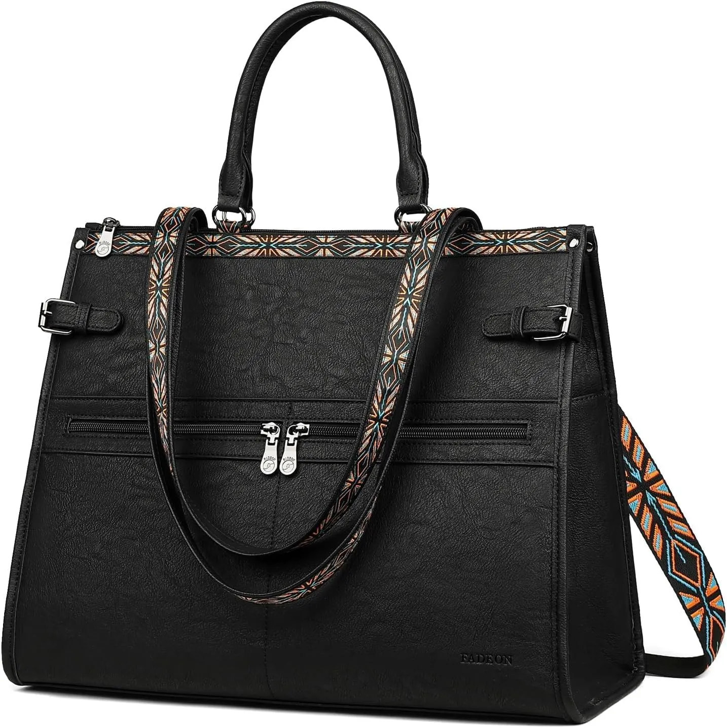 FADEON Laptop Bag for Women Designer PU Leather Large Tote Bags Packpack Purses with 15.6 Laptop Compartment Shoulder Handbag