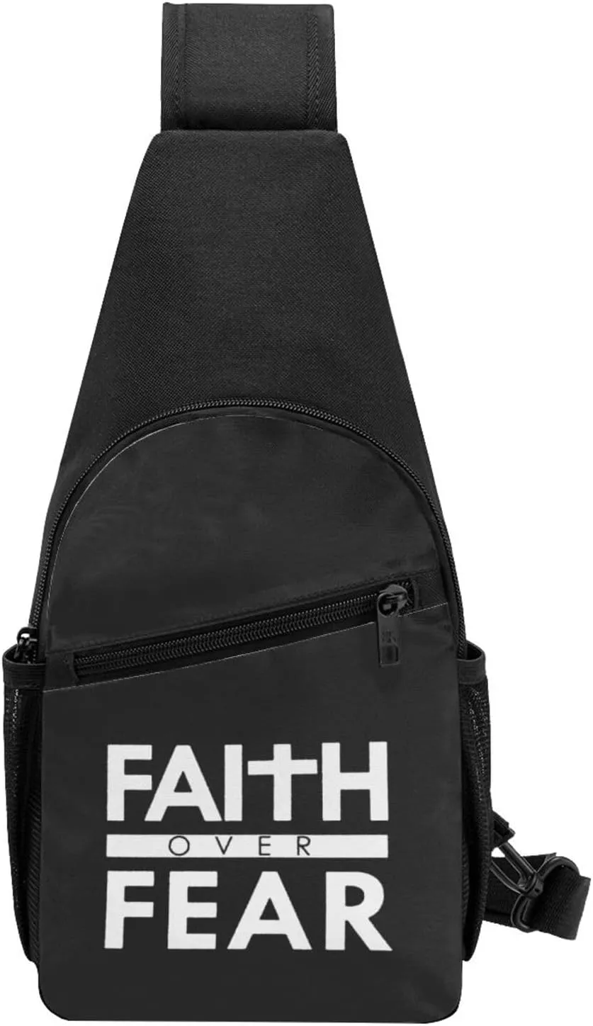 Faith Over Fear Bible Scripture Verse Christian Chest Pack Leisure Shoulder Crossbody Chest Bag