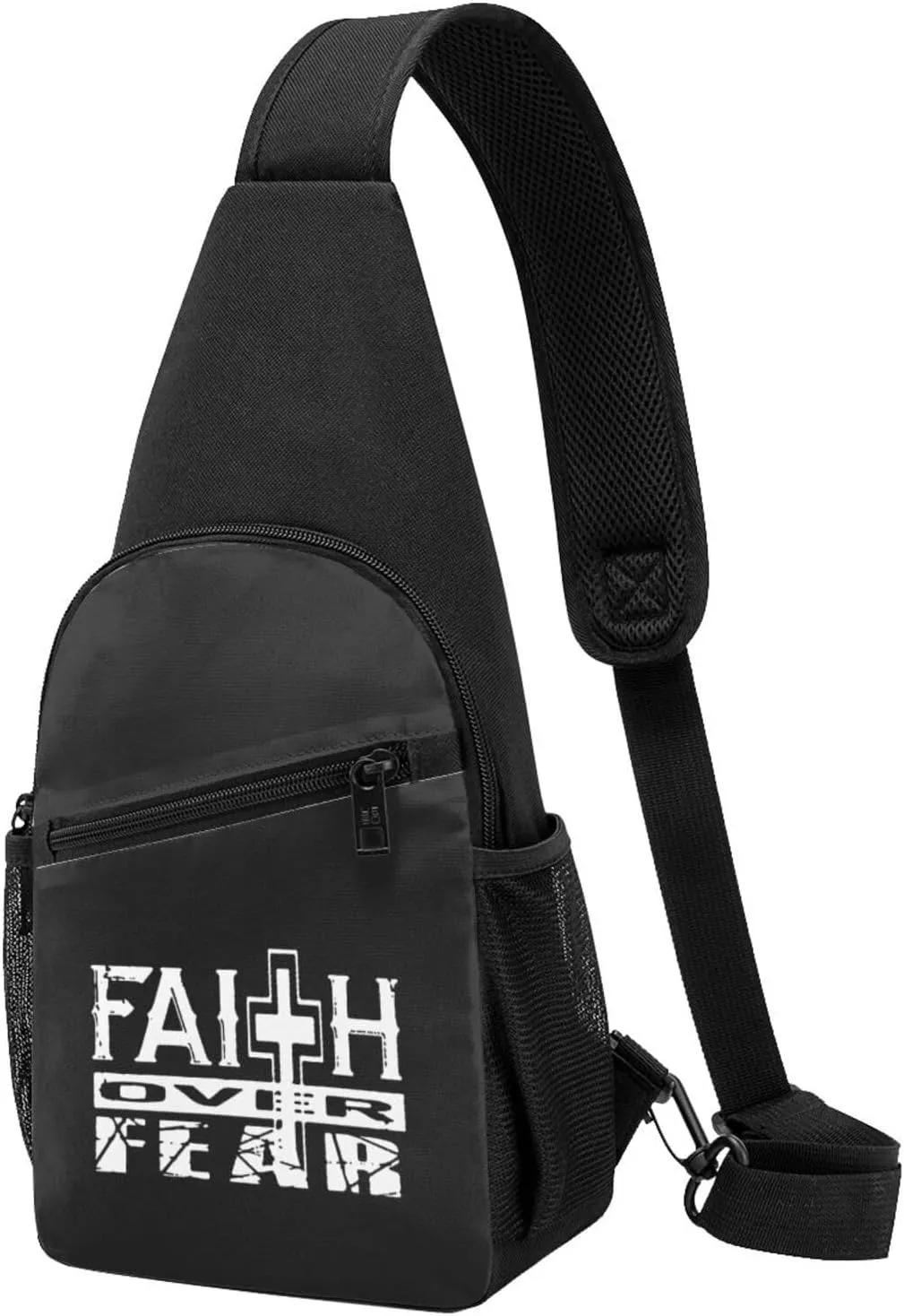 Faith Over Fear Christian Cross Chest Pack Leisure Shoulder Crossbody Chest Bag