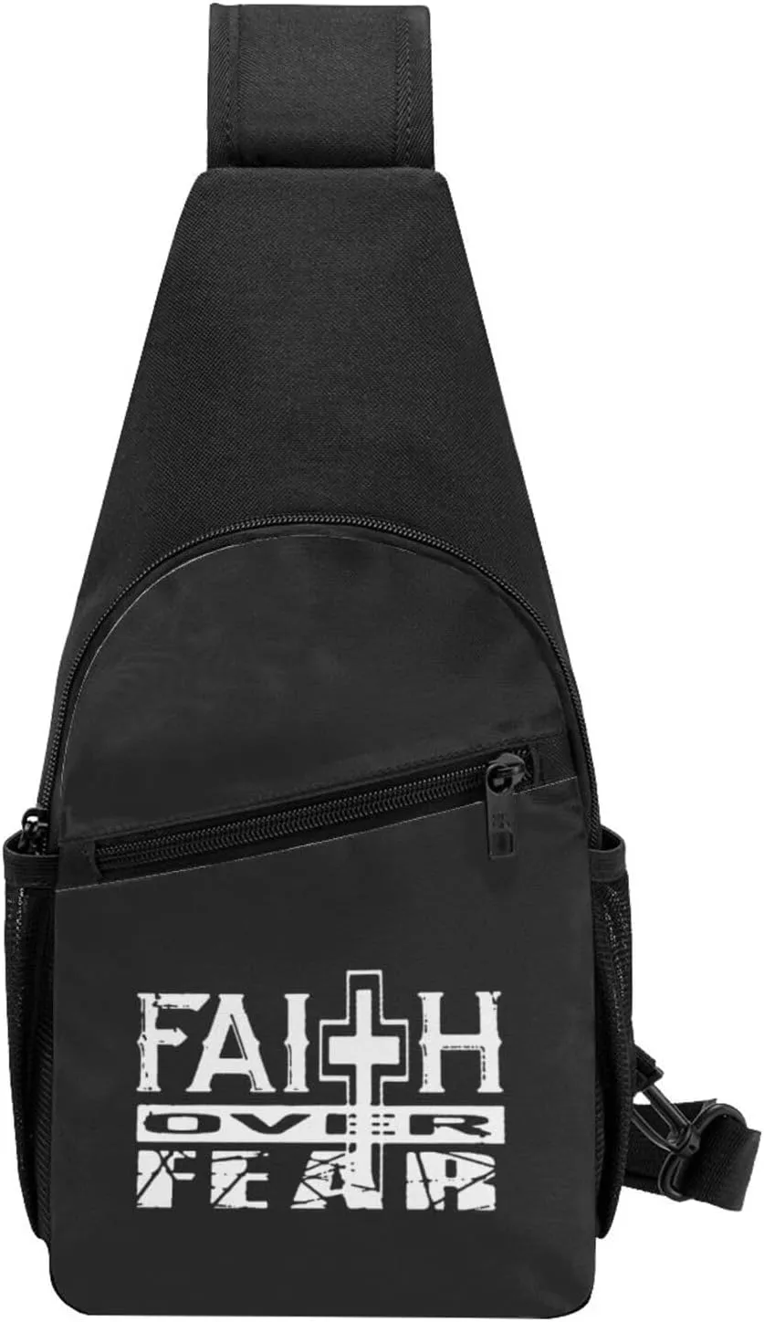 Faith Over Fear Christian Cross Chest Pack Leisure Shoulder Crossbody Chest Bag