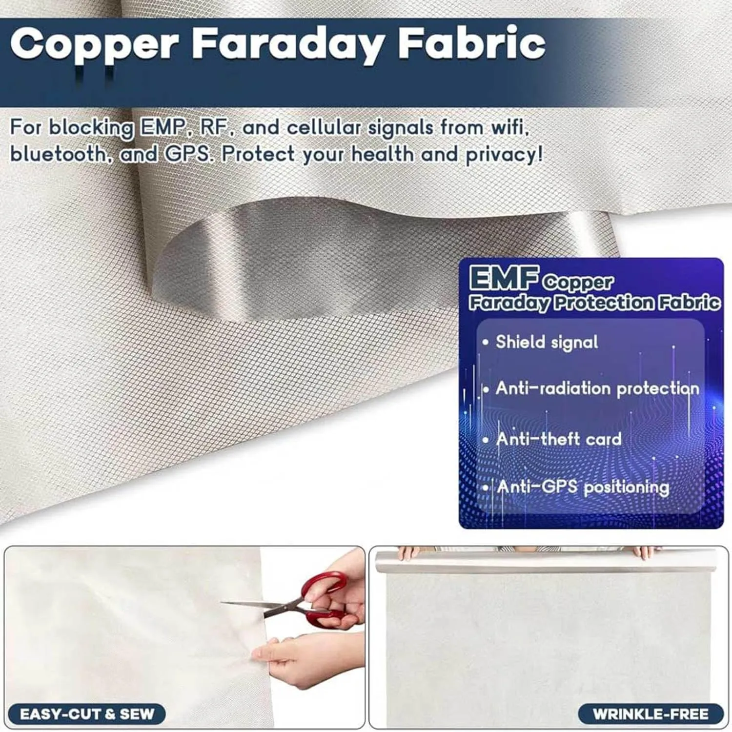 Faraday Cloth Roll EMF Faraday Fabric Faraday Bags EMP Proof Faraday Cage Shielding RF/LF/EMF Electromagnetic Fields Anti Radiation Fabric,gold-4x1.1m