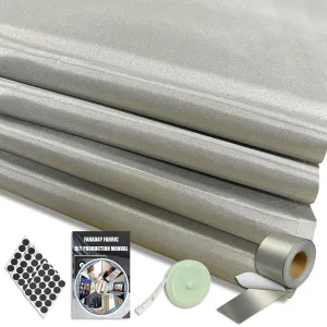 Faraday Fabric 43" W×39" L(Big 1 Yards) 1.18" W×314" L Faraday Tape, Faraday Military Grade Conductive Material