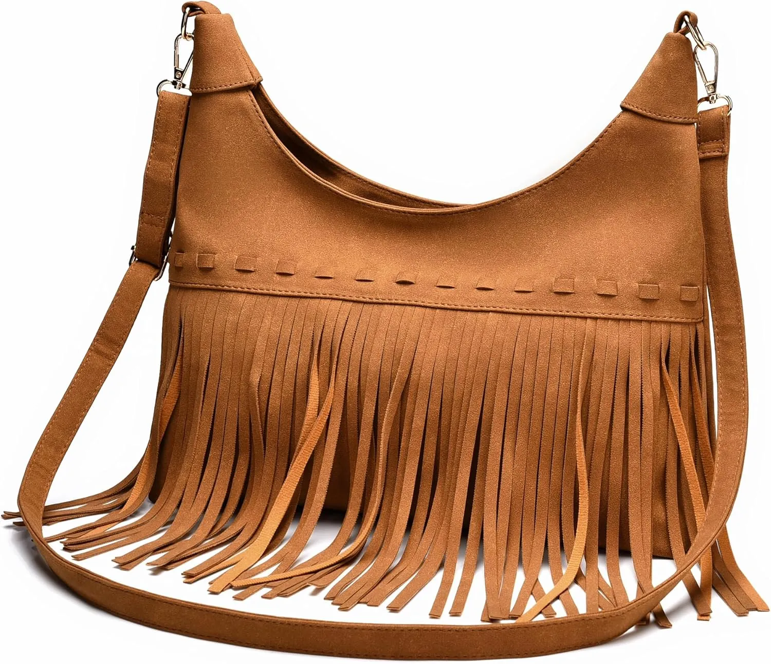 Fashion Fringe Hobo Bag for Women Hippie Western Purse Vegan Suede Crossbody Bags Tassel Shoulder Purses