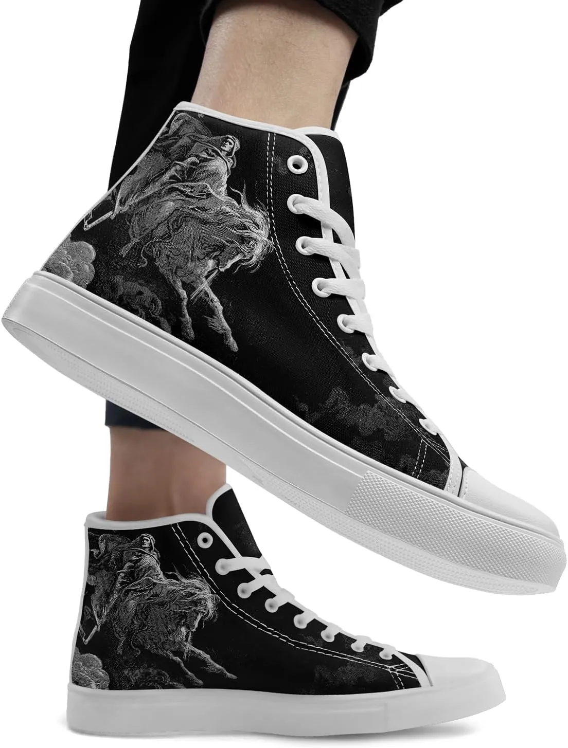 Fashion Skull High-Top Canvas Shoes for Men Women -Unique Vibrant High Top Sneakers Comfortable Casual Shoes