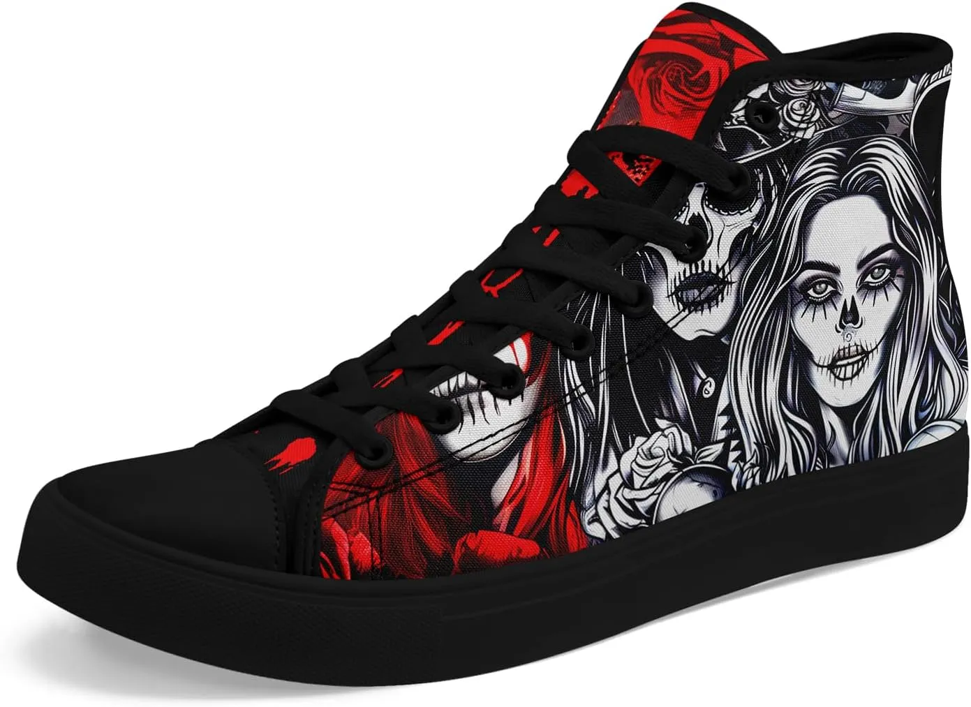 Fashion Skull High-Top Canvas Shoes for Men Women -Unique Vibrant High Top Sneakers Comfortable Casual Shoes