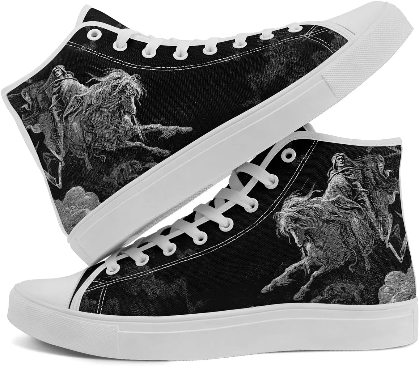 Fashion Skull High-Top Canvas Shoes for Men Women -Unique Vibrant High Top Sneakers Comfortable Casual Shoes