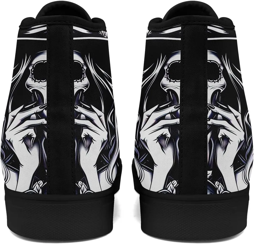 Fashion Skull High-Top Canvas Shoes for Men Women -Unique Vibrant High Top Sneakers Comfortable Casual Shoes