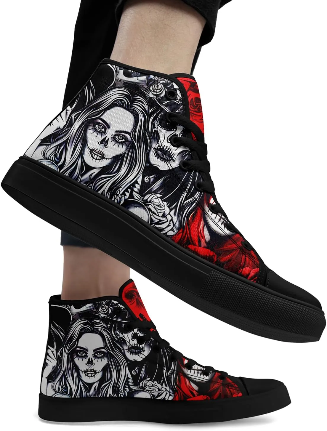 Fashion Skull High-Top Canvas Shoes for Men Women -Unique Vibrant High Top Sneakers Comfortable Casual Shoes