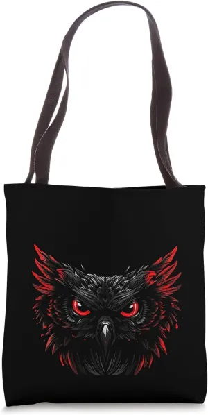 Ferocious RedEyed Owl Graphic Depiction With Fearsome Wings Tote Bag