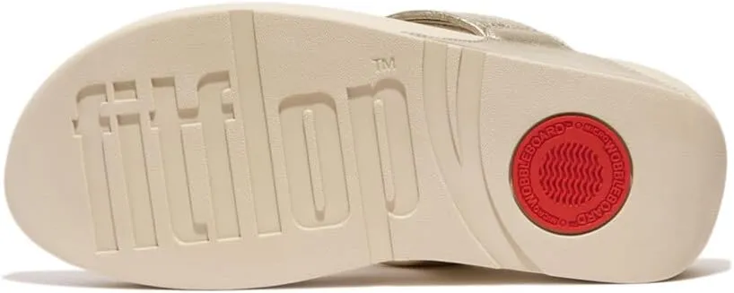 FitFlop Women's Lulu Padded-Knot Metallic-Leather Toe-Post Sandals Wedge