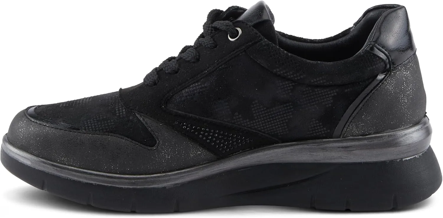 Flexus Women's WYCLEF Platform Sneakers with Metallic Camouflage Print, Zipper Closure, and Comfortable Fit