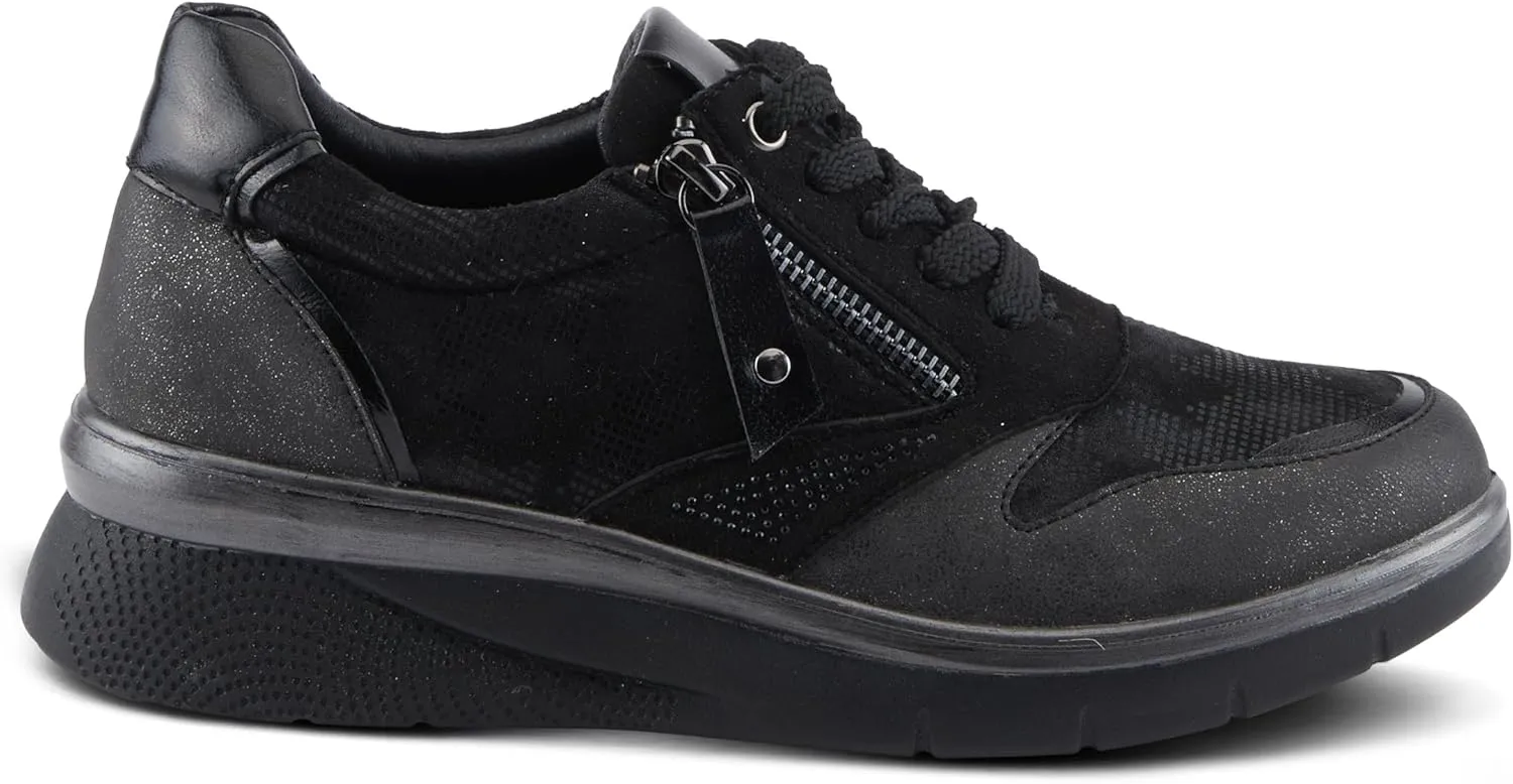 Flexus Women's WYCLEF Platform Sneakers with Metallic Camouflage Print, Zipper Closure, and Comfortable Fit