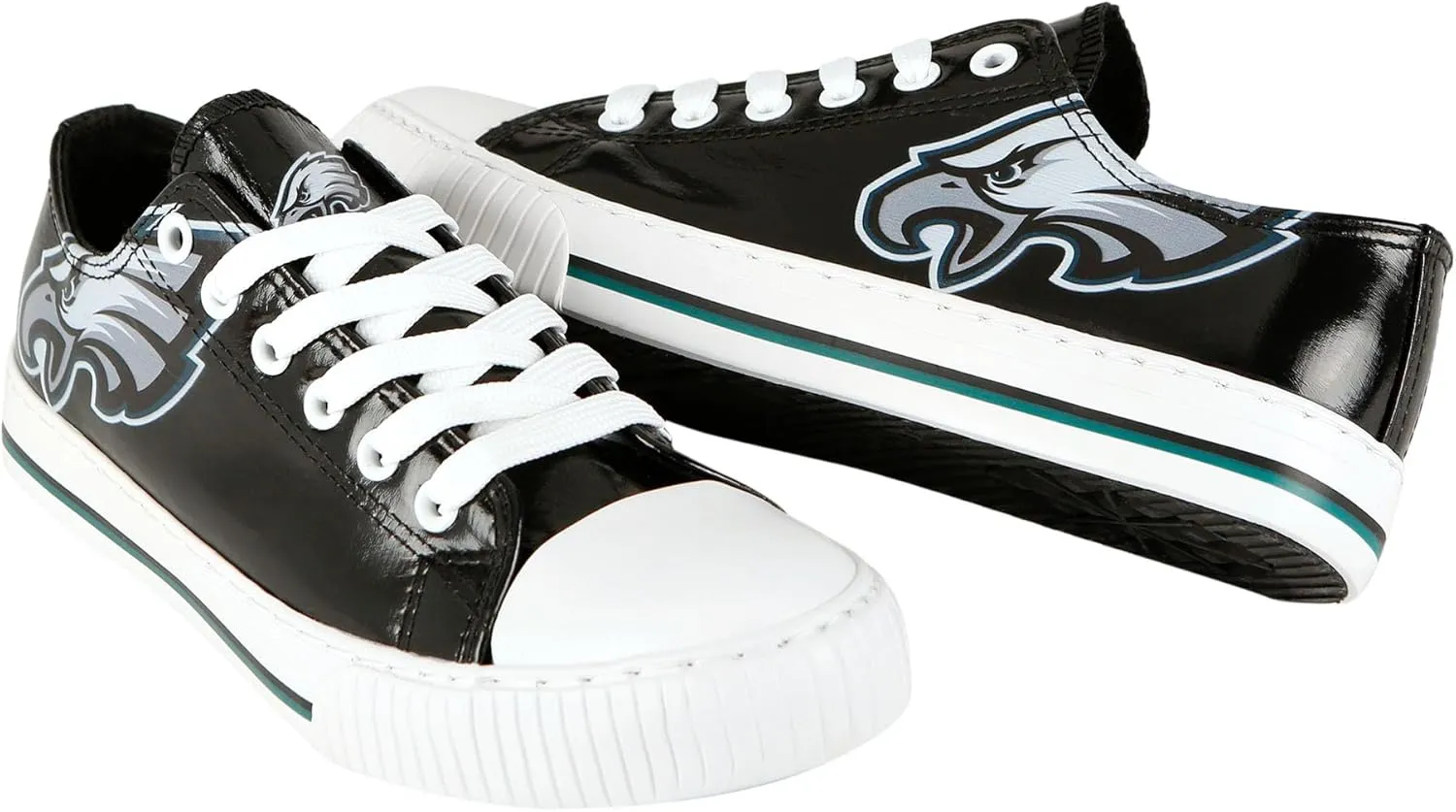 FOCO Women's NFL Team Logo Metallic Ladies Fashion Low Top Canvas Sneakers Shoes