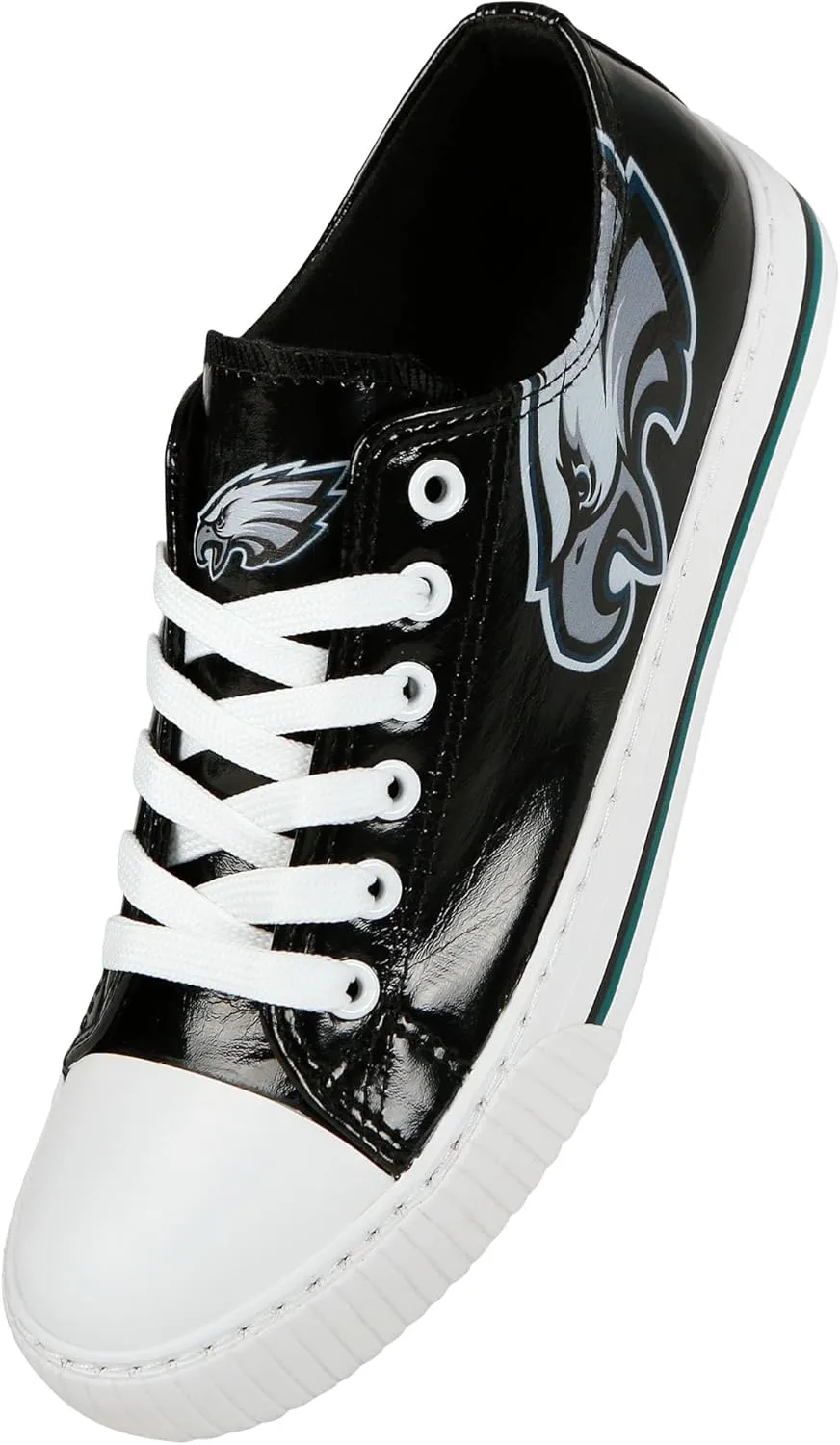 FOCO Women's NFL Team Logo Metallic Ladies Fashion Low Top Canvas Sneakers Shoes