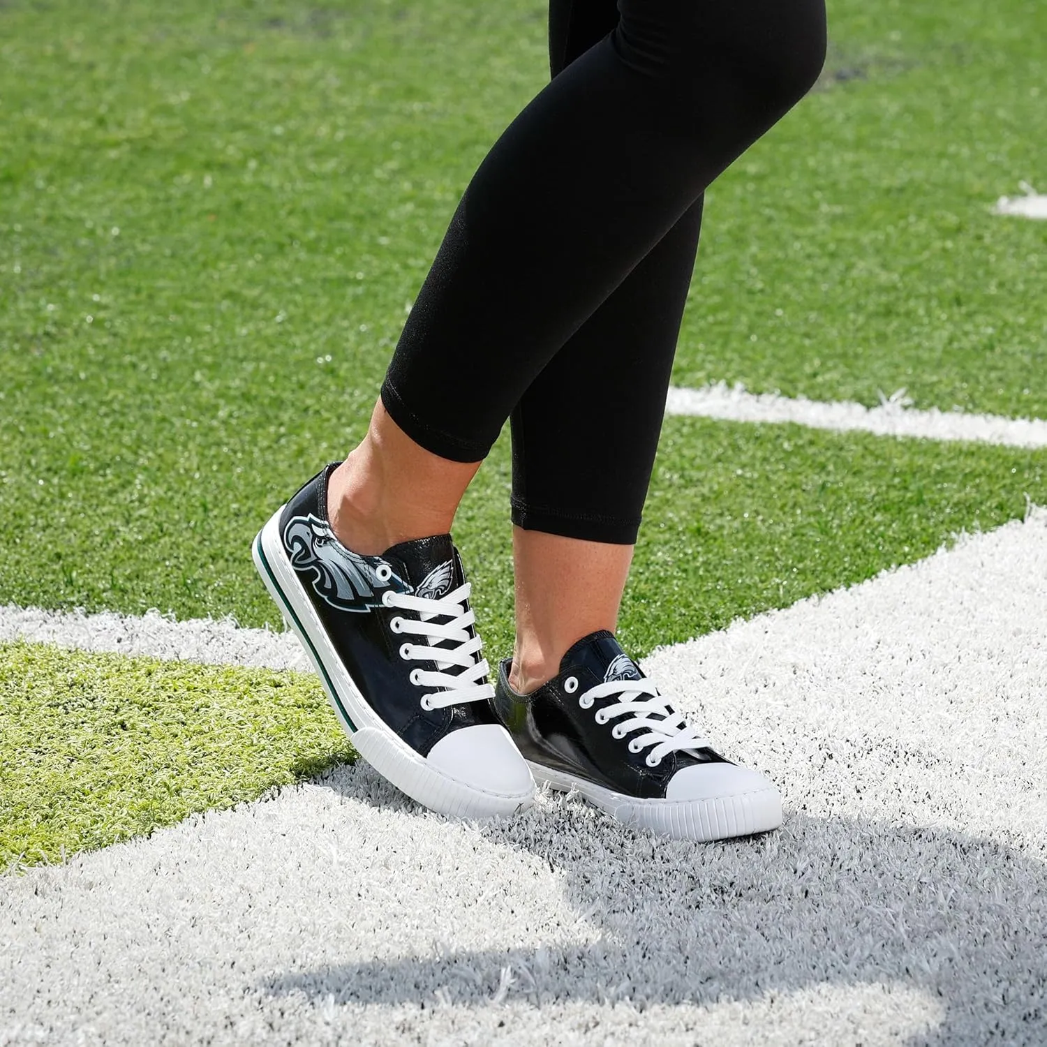 FOCO Women's NFL Team Logo Metallic Ladies Fashion Low Top Canvas Sneakers Shoes