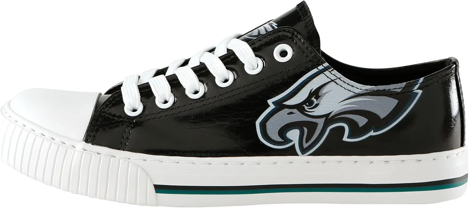 FOCO Women's NFL Team Logo Metallic Ladies Fashion Low Top Canvas Sneakers Shoes