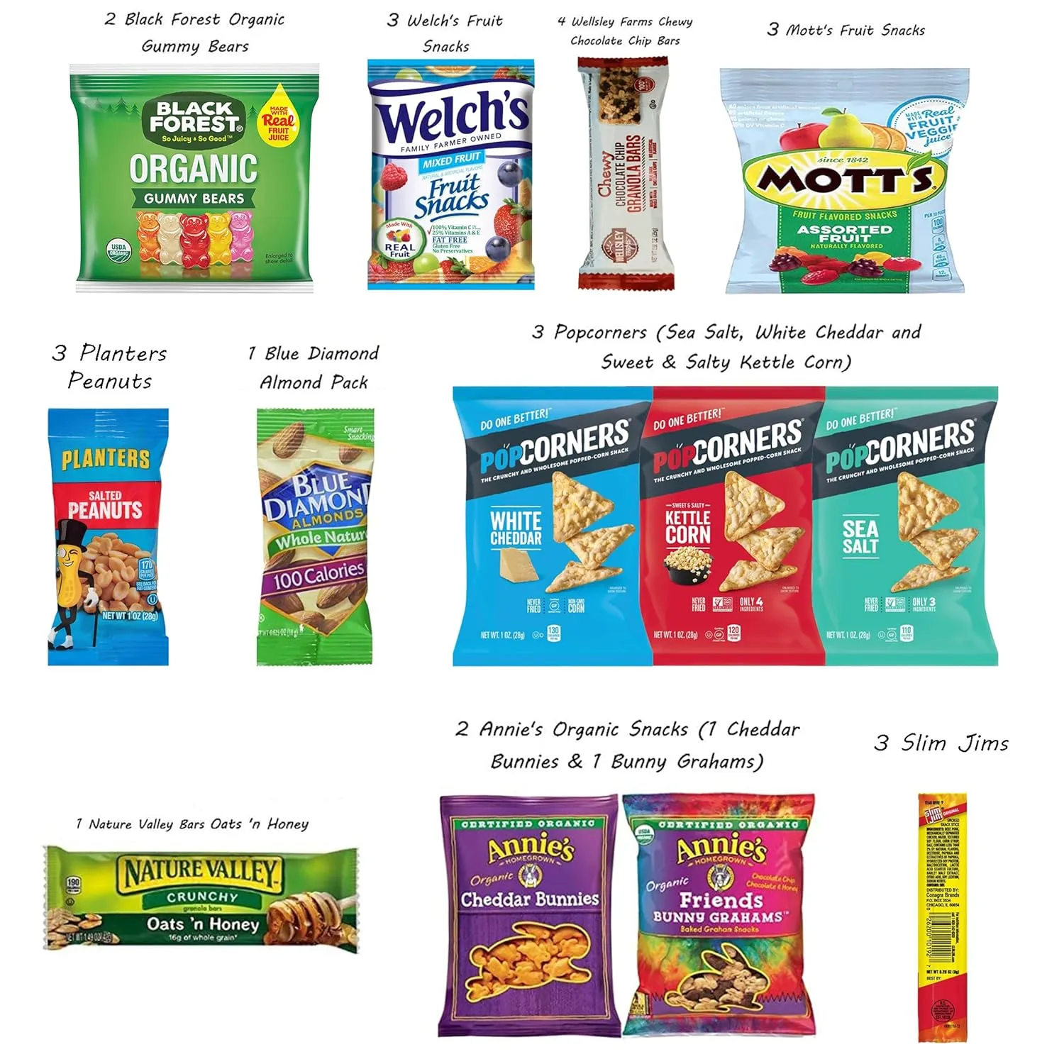 Foxy Fane 25 count Healthy Snack Box - Premium Holiday, Christmas & New Year Gift Care Package with Variety of Nuts, Crackers, Bars & more - Bulk Bundle of Delicious Treats (Variety Pack of 25 Snacks)