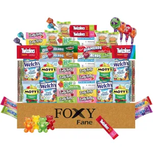 Foxy Fane 50-Count Holiday Gift Box - Ideal Gift Basket with Variety Pack of 50 Delicious Treats