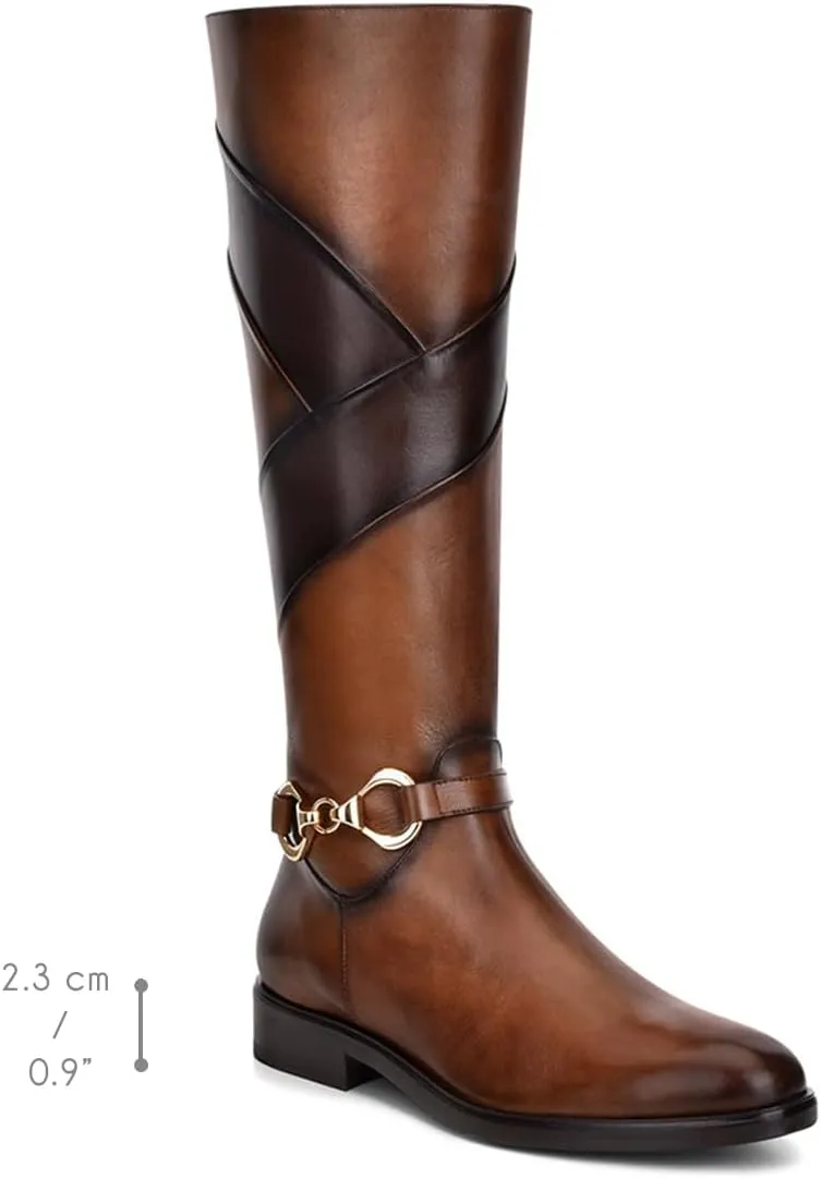 FRANCO CUADRA Women's Riding Boot in Genuine Leather Brown, 83TTSTS