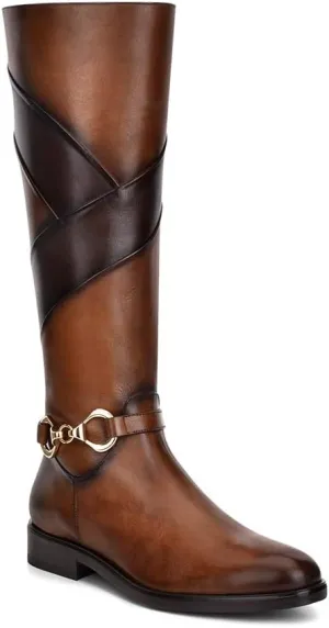 FRANCO CUADRA Women's Riding Boot in Genuine Leather Brown, 83TTSTS