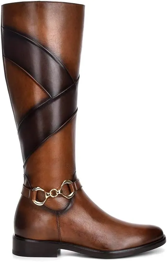 FRANCO CUADRA Women's Riding Boot in Genuine Leather Brown, 83TTSTS