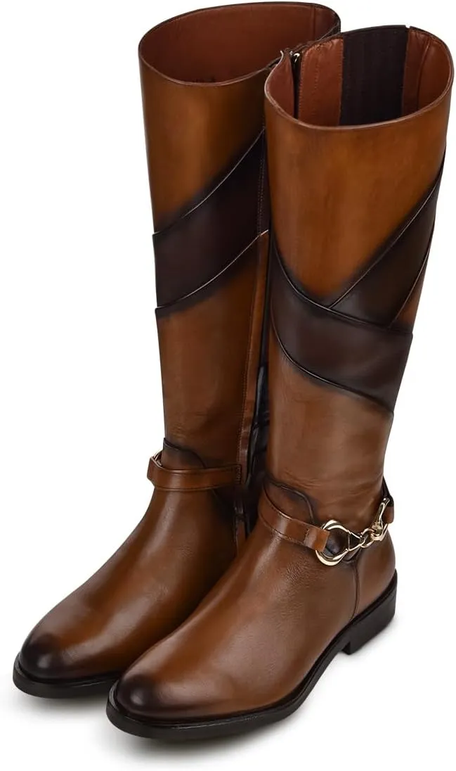 FRANCO CUADRA Women's Riding Boot in Genuine Leather Brown, 83TTSTS