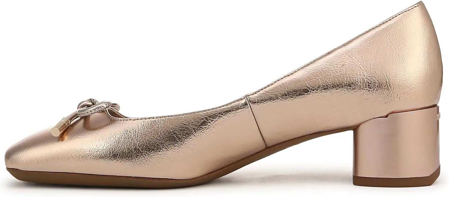 Franco Sarto Women's Natalia Square Toe Block Heel Pump with Bow