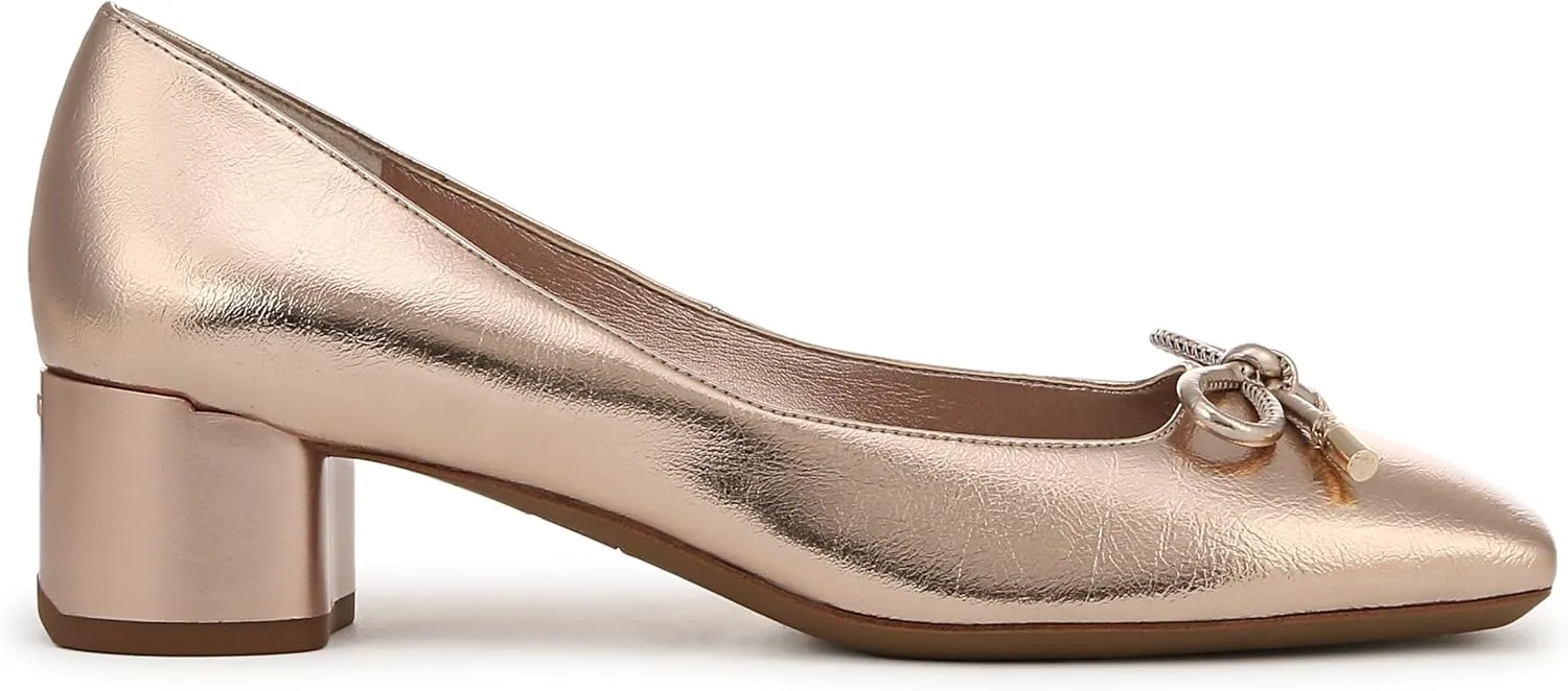 Franco Sarto Women's Natalia Square Toe Block Heel Pump with Bow