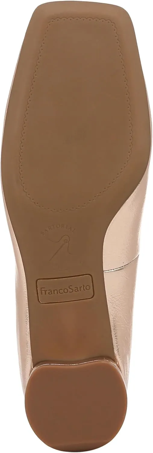 Franco Sarto Women's Natalia Square Toe Block Heel Pump with Bow