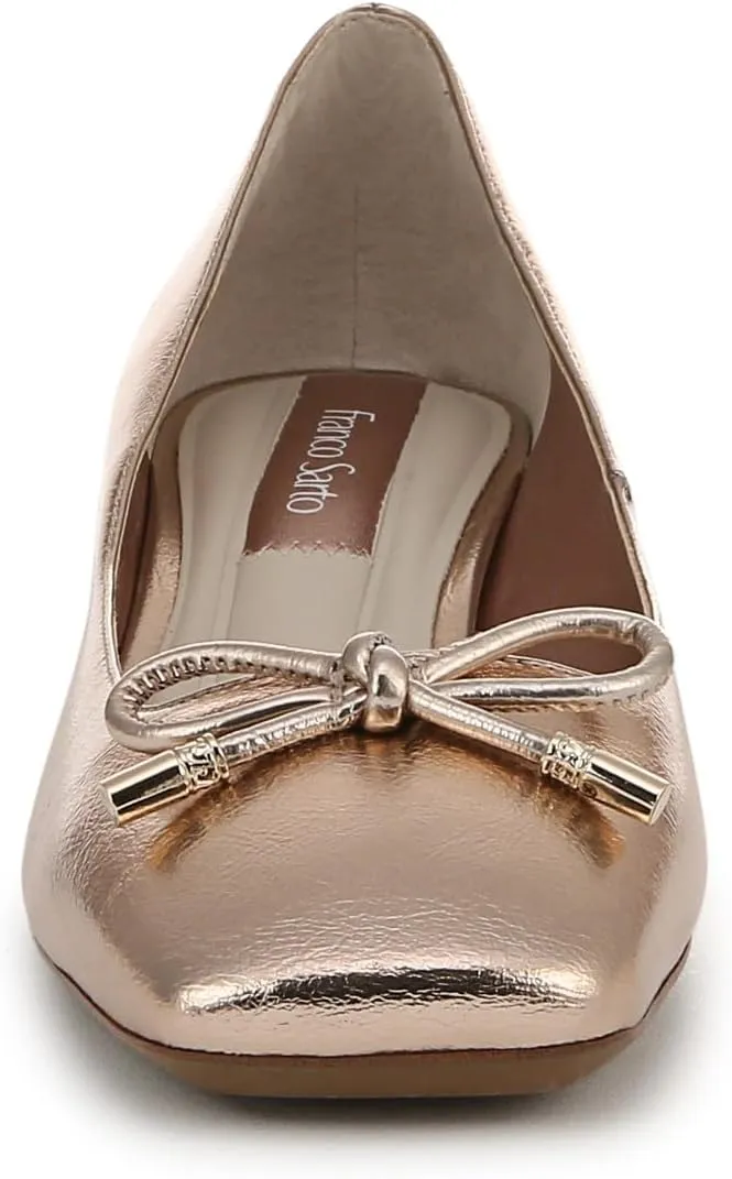 Franco Sarto Women's Natalia Square Toe Block Heel Pump with Bow