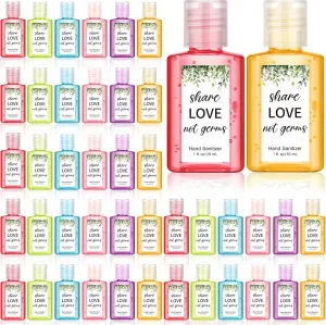 Frienda 24 Packs Share Love Not Germs Mini Hand Sanitizer Bulk Bridal Shower Travel Size 1fl oz Scented Hand Sanitizer Assorted Scents Thank You Gifts for Guest Baby Shower Wedding Party Favors