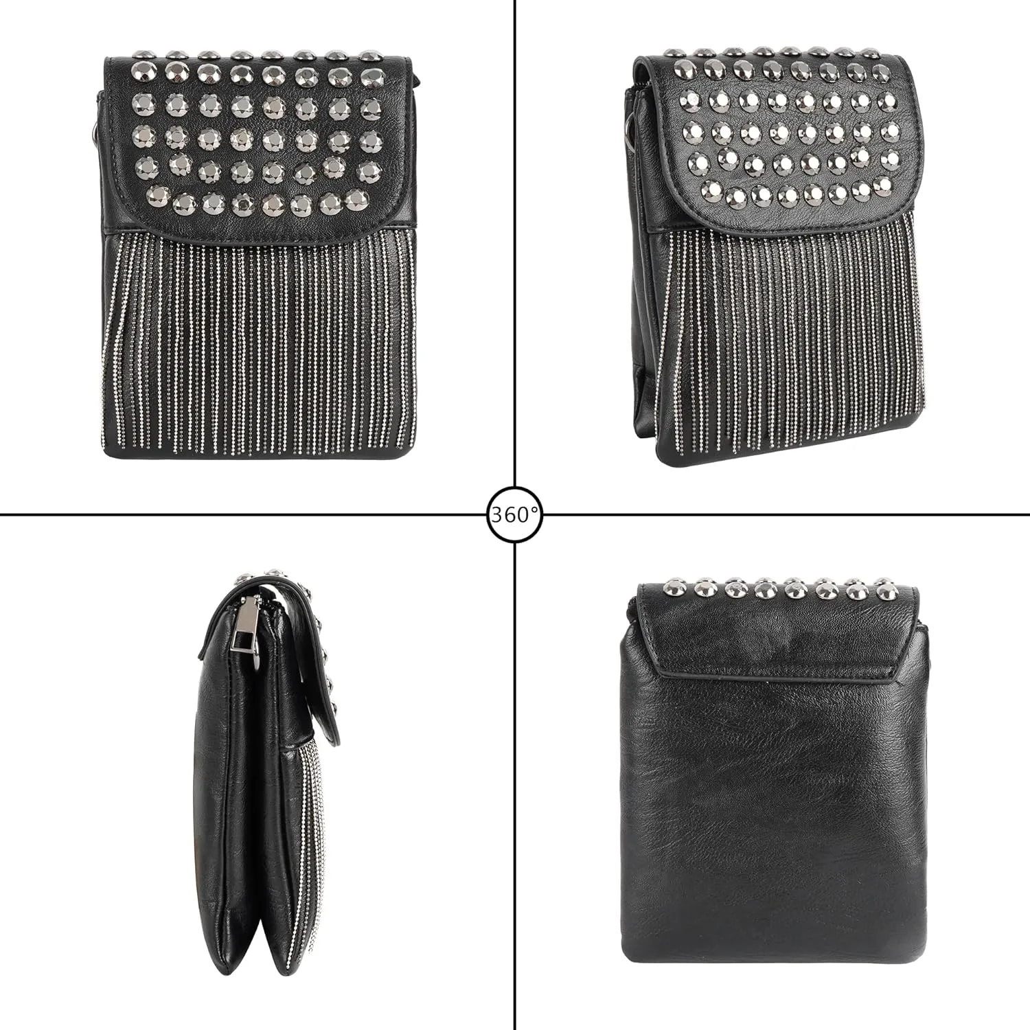 Fringe Crossbody Bag - Small Wallet Phone Bag Faux Soft Leather Shoulder Purse Satchel Sling