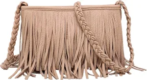 Fringe Crossbody Purse for Women Tassel Messenger Bag Leather Hobo Shoulder Bag Womens Sling Bag