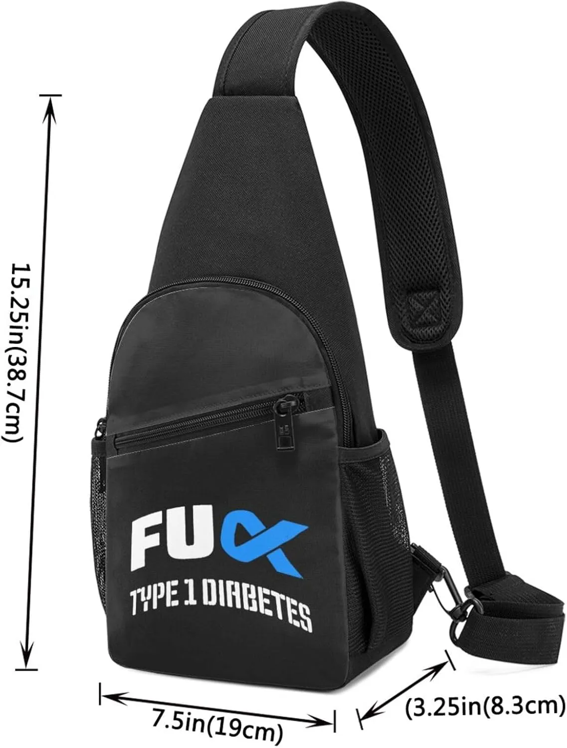 Fuck Type 1 Diabetes Awareness Chest Pack Leisure Shoulder Crossbody Chest Bag
