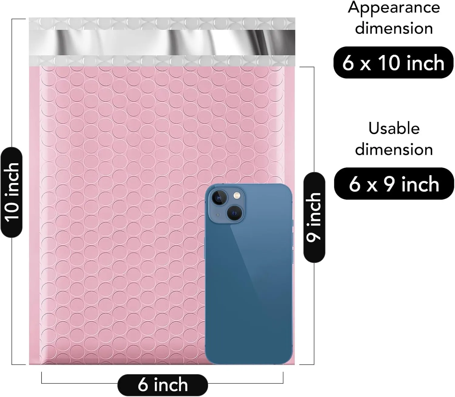 Fuxury Bubble Mailers 6x10" 100 Pack Light Pink Padded Envelopes Usable Size 6x9" Self Seal Mailing Envelopes Bubble Padded Shipping Bags for Mailing,Packaging, Small Business, Boutique, Bulk #0
