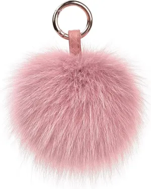 Genuine Fox Fur Pom Pom Keychain Bag Purse Charm large Fluffy Fur Ball Keychains