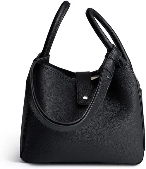 Genuine Leather Design Bucket Bag Vegetable Basket, Fashionable and Versatile Shoulder Handbag